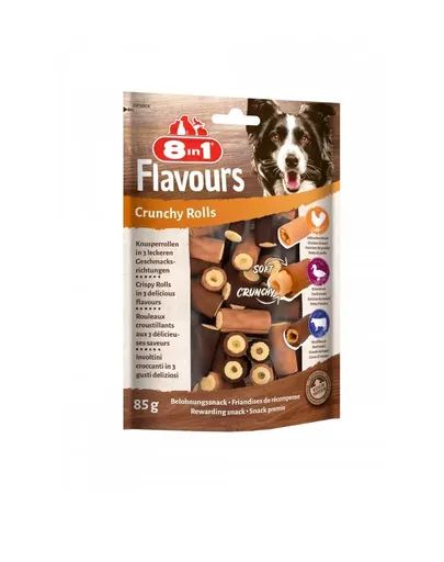 8IN1 Recompense crocante pentru caini Flavours Crunchy Rolls 85 g
