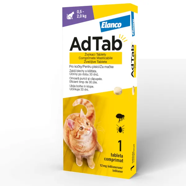 ADTAB 12 MG - 1 COMPRIMAT MASTICABIL PENTRU PISICI (0.5 KG - 2 KG)
