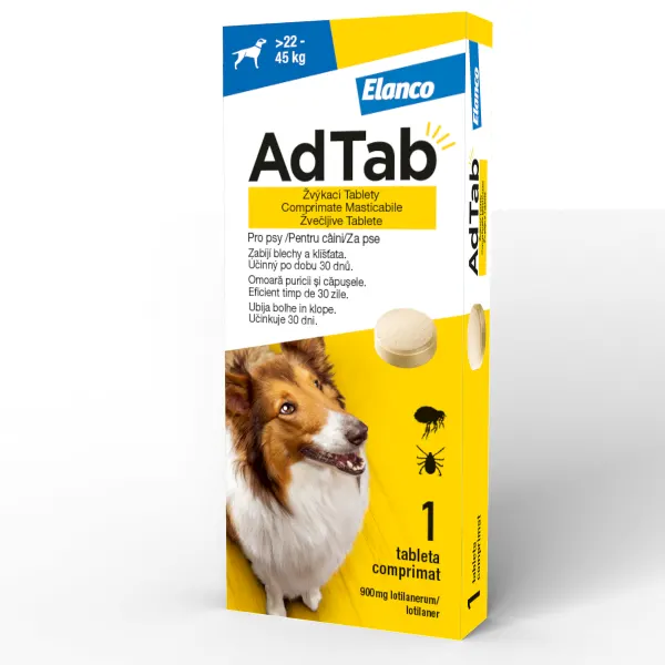 ADTAB 900 MG - 1 COMPRIMAT MASTICABIL PENTRU CAINI (22 KG - 45 KG)
