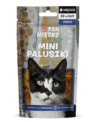 AN MIĘSKO Mini bețișoare cu cod gustare pentru pisici 50 g