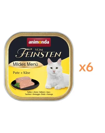 ANIMONDA Vom Feinsten Mild Menü hrană umedă tip pate pentru pisici cu curcan și brânză 6x100 g