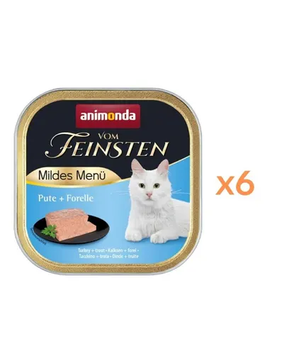 ANIMONDA Vom Feinsten Mild Menü hrană umedă tip pate pentru pisici cu curcan și păstrăv 6x100 g