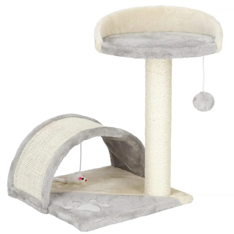 Ansamblu joaca pisici loc zgariat culcus minge sisal, 47 cm, design compact, crem