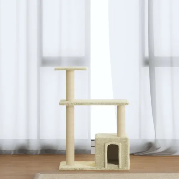 Gossi ansamblu pisici cu stalpi din funie de sisal, crem, 70 cm
