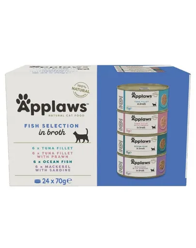 APPLAWS Cat Adult Fish Selection Multipack in Broth 24x70 g mix arome în supă
