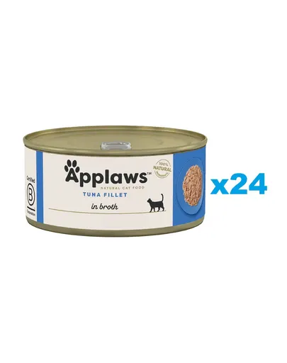 APPLAWS Cat Adult Tuna Fillet in Broth 24x70 g file ton pentru pisica, in supa