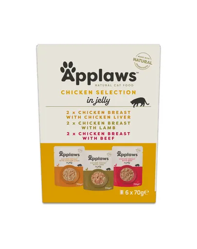 APPLAWS Cat Mix Multipack degustare cu pui în jeleu pentru pisici 6 x 70 g