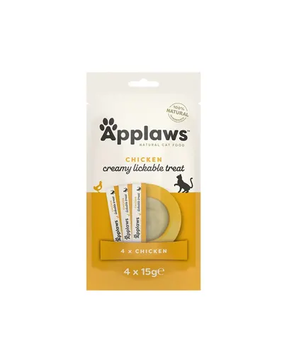 APPLAWS Hrană complementară pentru pisici, multipack 4 x 15 g, gustări cremoase cu pui