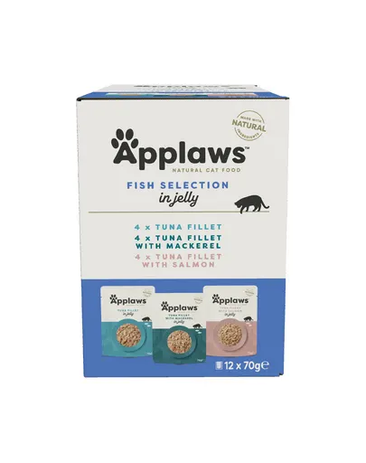 APPLAWS Selection Fish Multipack Pliculete hrana umeda in aspic pentru pisici 12x70g