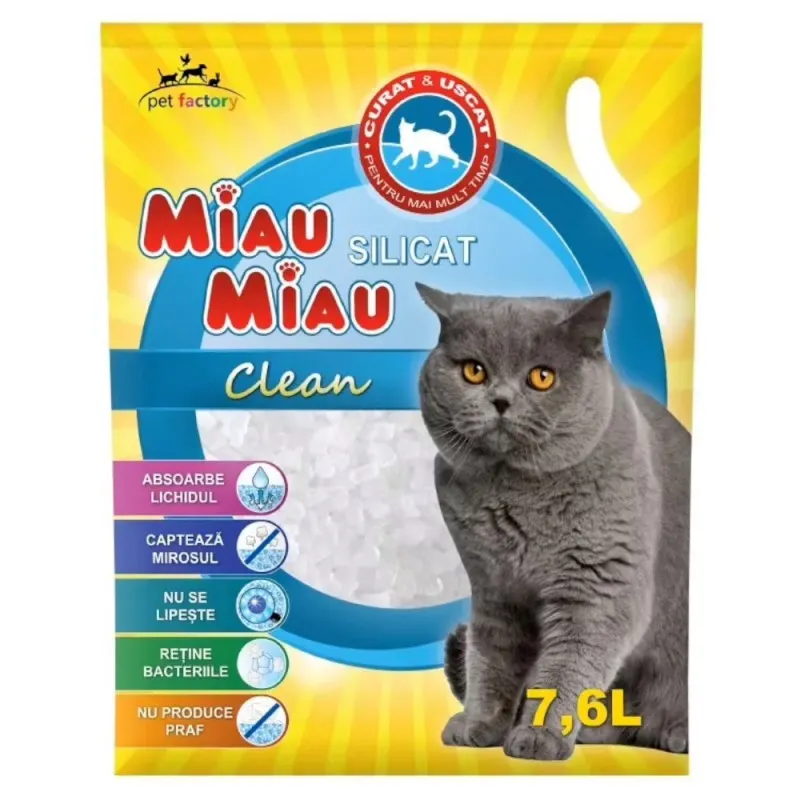 Asternut Silicatic Miau Miau, pentru Pisici, 7.6 l