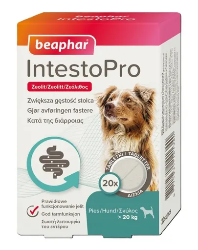 BEAPHAR IntestoPro tablete pentru susținerea consistenței normale a scaunului 20 buc pentru câini (peste 20kg)