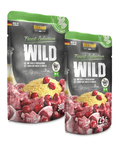 BELCANDO Finest Selection hrana umeda pentru caini, vanat cu mei si merisoare de munte, 125 g