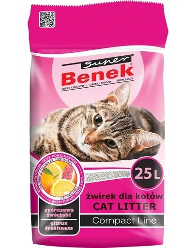 BENEK Super Compact Citrus Freshness nisip pentru litiera 25 L
