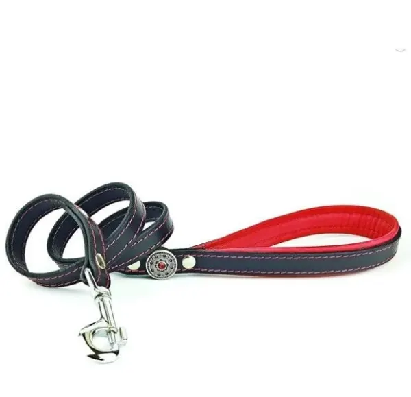 Bestia Lesa Bijou, Piele Naturala, 110 cm/2 cm, Negru/ Rosu