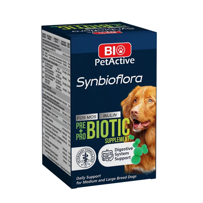 Bio PetActive Synbioflora pentru Caini de Talie Medie si Mare, 60 tablete