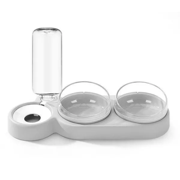 Bol Ortopedic 3 in 1 petru hranirea animalelor de companie, Antiderapant, Reumplere automata a apei, Inclinare 15 grade, Rotire 360 Grade, Gri Engros