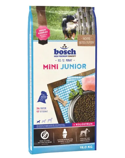 BOSCH Mini Junior Hrana uscata caini junior de talie mica, cu pasare 15 kg