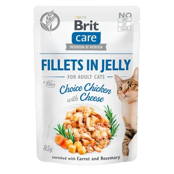 Brit Care Cat Fillets in Jelly Choice Chicken With Cheese, 85 g