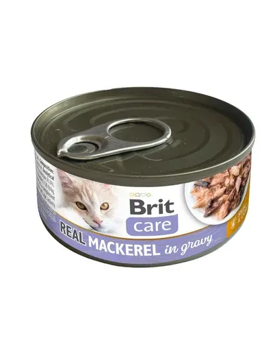 BRIT Care Cat Real Mackerel in Gravy 80 g hrană umedă complementară pentru pisici adulte, cu 50% macrou în sos