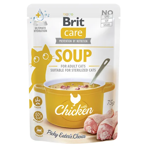 Brit Care Cat Soup with Chicken, Pachet 4 X 75 g