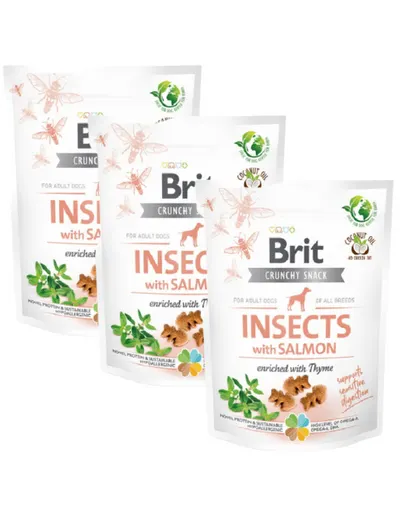 BRIT Care Dog Functional Snack Insect 3x200 g set recompense cu insecte si somon