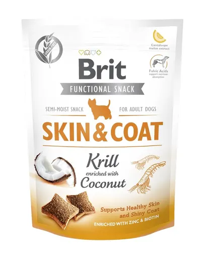 BRIT Care Dog Functional Snack Skin&amp;Coat recompense moi pentru caini, krill si cocos 150 g
