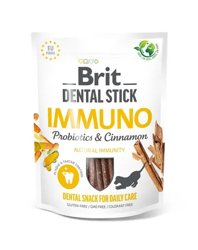 BRIT Dental Stick Immuno cu probiotice și scorțișoară 251 g recompense dentare pentru câini ce susțin imunitatea