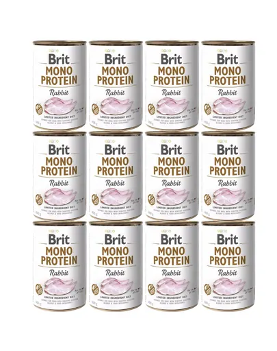 BRIT Mono Protein Rabbit 12x400 g cu iepure hrană umedă câini