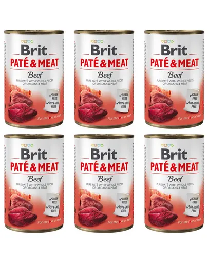 BRIT Pate&amp;Meat Beef 6x400 g pate cu vita pentru caini