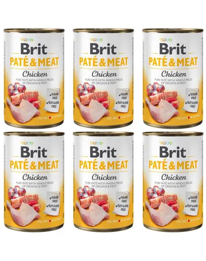BRIT Pate&amp;Meat Chicken 6x400 g pate cu pui, hrana caine