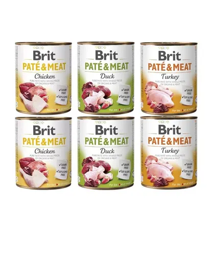 BRIT Pate&Meat Mix arome de pasare 6x800 g pate caini