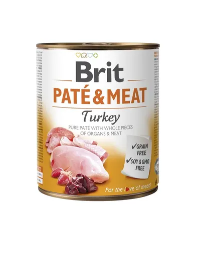 BRIT Pate&Meat turkey 800 g Conserva pateu pentru caini, cu curcan