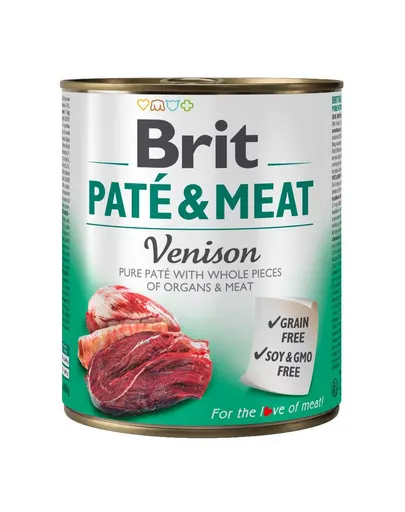 BRIT Pate&amp;Meat venison 800 g Conserva pentru caine, cu vanat