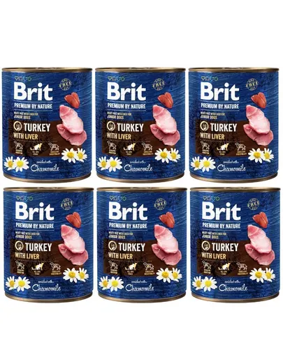 BRIT Premium by Nature Turkey with Liver 6x800 g mancare catei, curcan si ficat