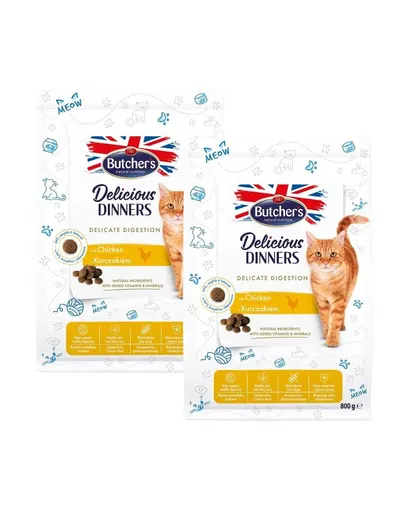 BUTCHER'S Functional Cat Sensitive pentru pisici sensibile cu pui 2x800 g
