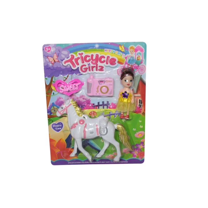 Cal de jucarie Engros, cu accesorii, blister 21x28 cm, 1036
