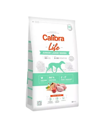 CALIBRA Dog Life Junior Large Breed Chicken 2,5 kg Hrana superpremium cu pui pentru caini juniori talie mare
