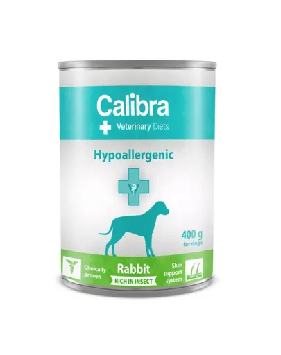 CALIBRA Veterinary Diet Dog Hypoallergenic Insect &amp; Rabbit 400 g dieta completa pentru cainii cu intolerante alimentare si probleme de piele