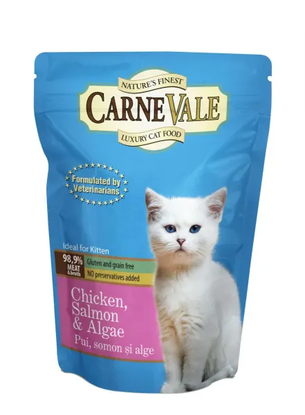 Carnevale Cat Kitten Plic Pui/Somon/Alge 85 g