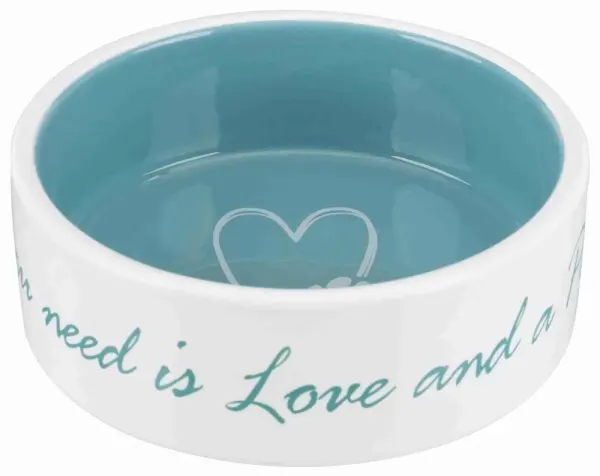 Castron ceramic Pet's Home 0.8 l/ 16 cm crem/verde 25051