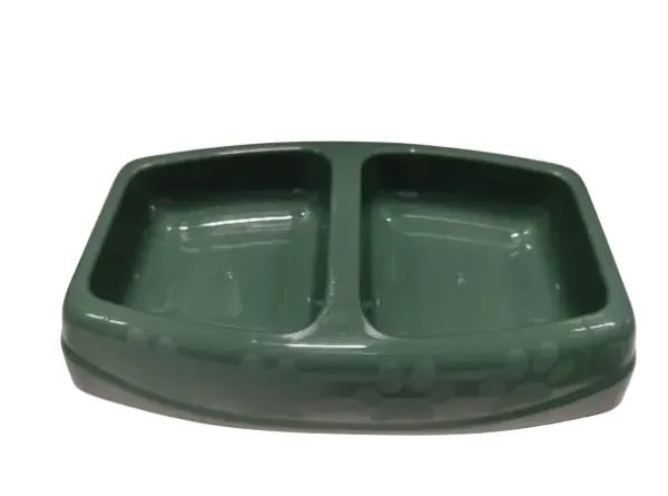 Castron dublu din plastic 4Dog Deluxe Verde 2 x 0,25L