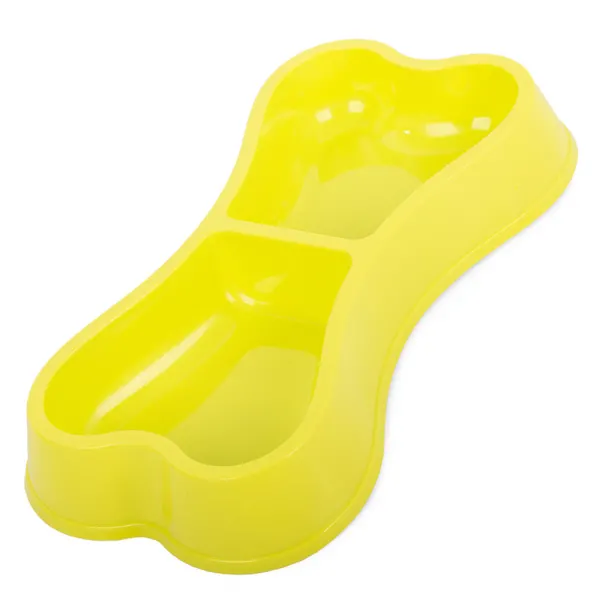 Castron dublu pentru hranire animale de companie, 0.15 L, Galben Engros