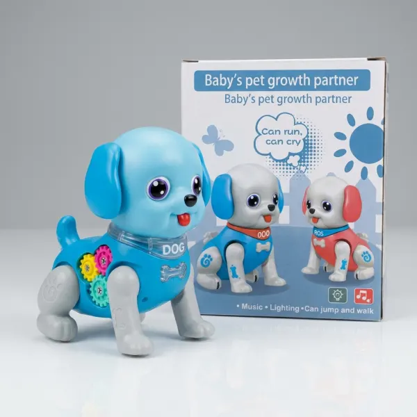 Cățeluș robot interactiv pentru bebeluși Baby's Pet Growth Partner, cu sunete, lumini, merge și sare Engros