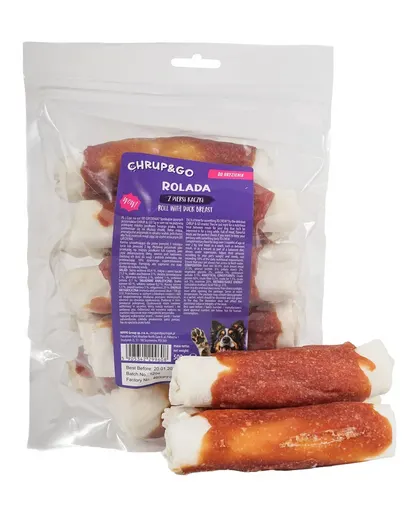 CHRUP&amp;GO Ruladă cu piept de rață 500 g gustare pentru câini