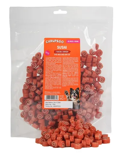 CHRUP&amp;GO Sushi cu rață și cod 500 g gustare pentru câini