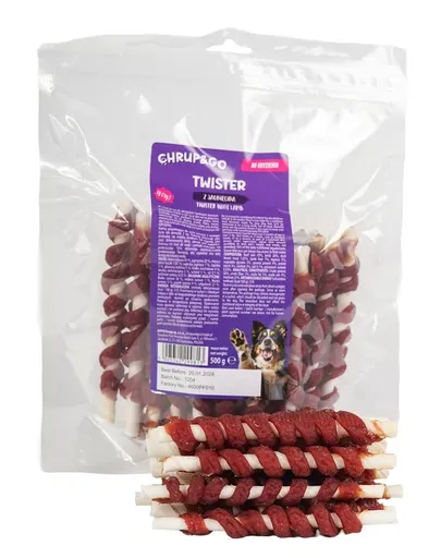CHRUP&amp;GO Twister 24x500 g recompense pentru câini, cu miel