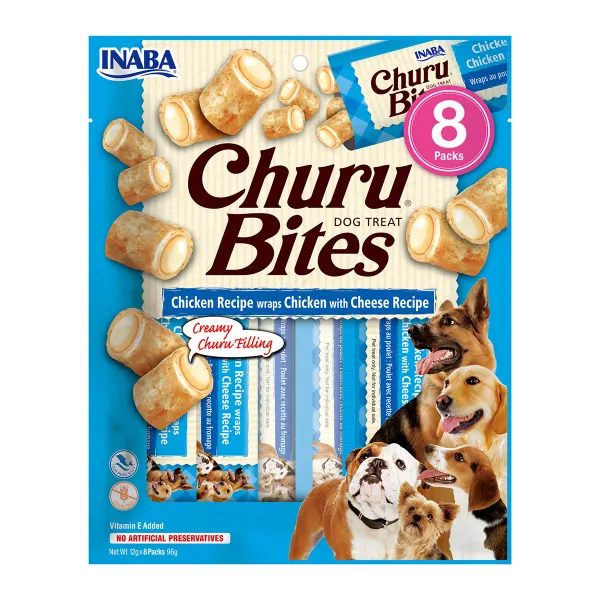 Churu Bites Recompense pentru Caini cu Pui si Branza, 8 X 12gr