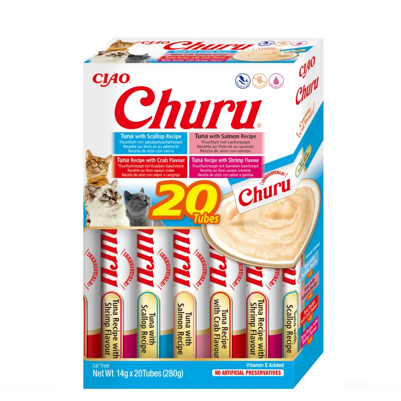 Churu Cat Varieties Recompense Cremoase cu Ton si Fructe de Mare 20 Buc