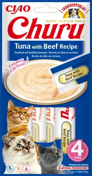 Churu Inaba Recompensa Cremoasa cu Ton si Vita, 14 g x 4 buc