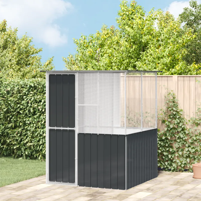 Colivie de pasari, antracit, 215x78x200 cm, otel zincat